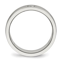 Chisel Stainless Steel Polished Band with Brushed Center CZ 7mm Grooved view 2