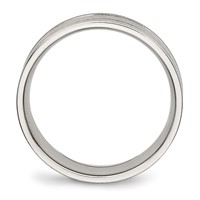 Chisel Stainless Steel Brushed and Polished 6mm Ridged Flat Band view 2