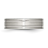 Chisel Stainless Steel Brushed and Polished 6mm Ridged Flat Band view 3