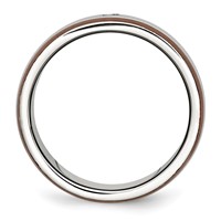 Chisel Stainless Steel Brushed Polished Brown IP-plated Edge 0.05 Carat Diamond 8mm Band view 2