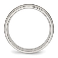 Stainless Steel Polished Band with Brushed Center 7mm Ridged Edge view 2