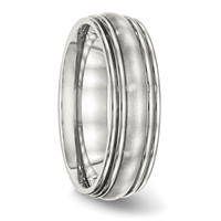 Stainless Steel Polished Band with Brushed Center 7mm Ridged Edge view 4