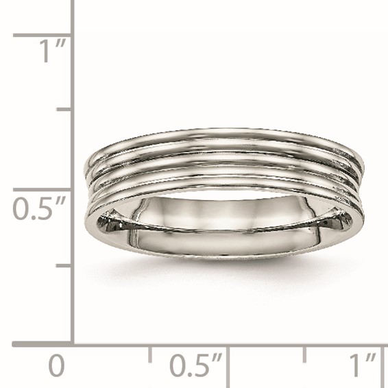 Stainless Steel Polished Ridged 5mm Band