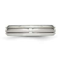 Stainless Steel Polished Band with Brushed Center Ridged 5mm view 3