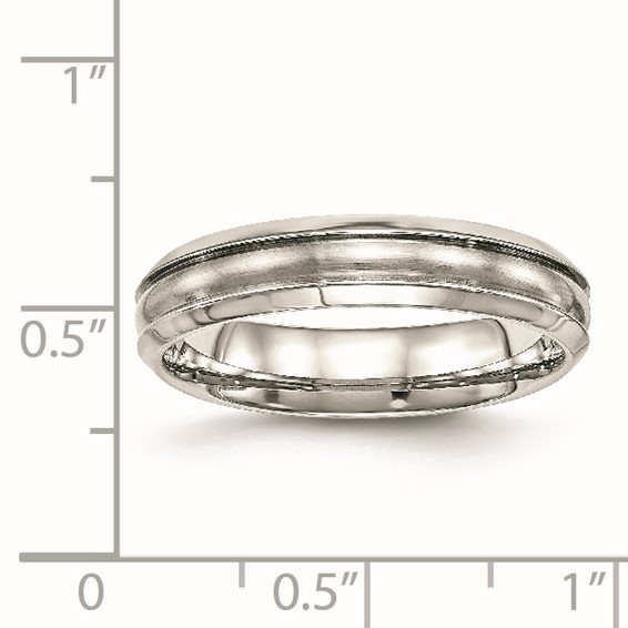 Stainless Steel Polished w/Brushed Center Ridged 5mm Band