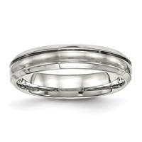 Stainless Steel Polished Band with Brushed Center Ridged 5mm view 1