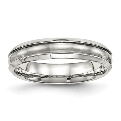 Stainless Steel Polished Band with Brushed Center Ridged 5mm
