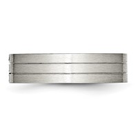 Stainless Steel Brushed Band with CZ 6mm Grooved view 3