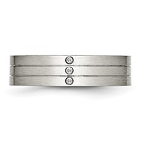 Stainless Steel Brushed Band with CZ 6mm Grooved view 4