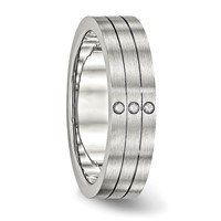 Stainless Steel Brushed Band with CZ 6mm Grooved view 5