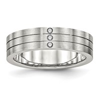 Stainless Steel Brushed Band with CZ 6mm Grooved view 1