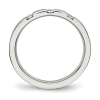 Chisel Stainless Steel Polished 3 Stone CZ 2.5mm Flat Band view 2