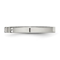 Chisel Stainless Steel Polished 3 Stone CZ 2.5mm Flat Band view 3