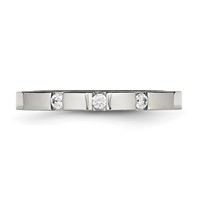 Chisel Stainless Steel Polished 3 Stone CZ 2.5mm Flat Band view 4