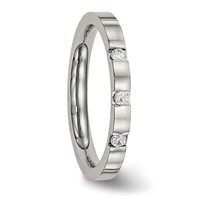 Chisel Stainless Steel Polished 3 Stone CZ 2.5mm Flat Band view 5