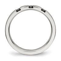 Chisel Stainless Steel Polished 3 Stone Black CZ 2.5mm Flat Band view 2