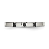 Chisel Stainless Steel Polished 3 Stone Black CZ 2.5mm Flat Band view 4