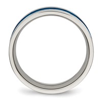 Chisel Stainless Steel Polished Blue IP-plated Checkered Design 7mm Band view 2