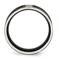 Chisel Stainless Steel Brushed Black IP-plated with CZ 8mm Flat view 2