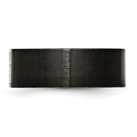 Chisel Stainless Steel Brushed Black IP-plated with CZ 8mm Flat