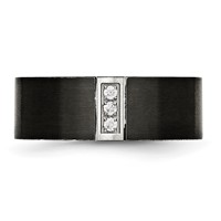 Chisel Stainless Steel Brushed Black IP-plated with CZ 8mm Flat view 4
