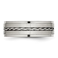 Chisel Stainless Steel Brushed and Polished Twisted 7mm Band view 3