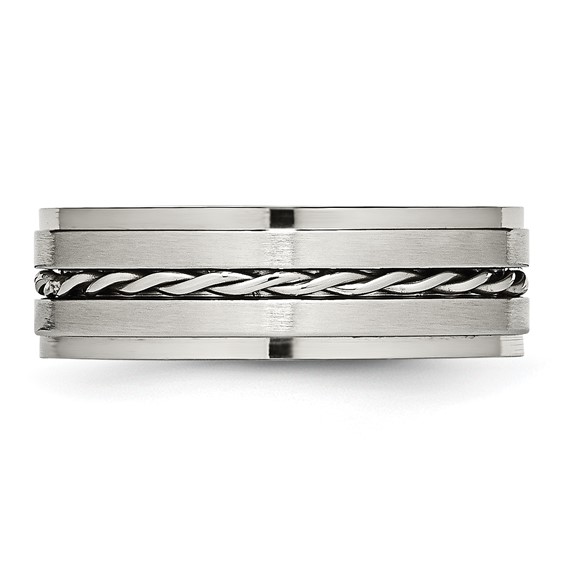 Chisel Stainless Steel Brushed and Polished Twisted 7mm Band