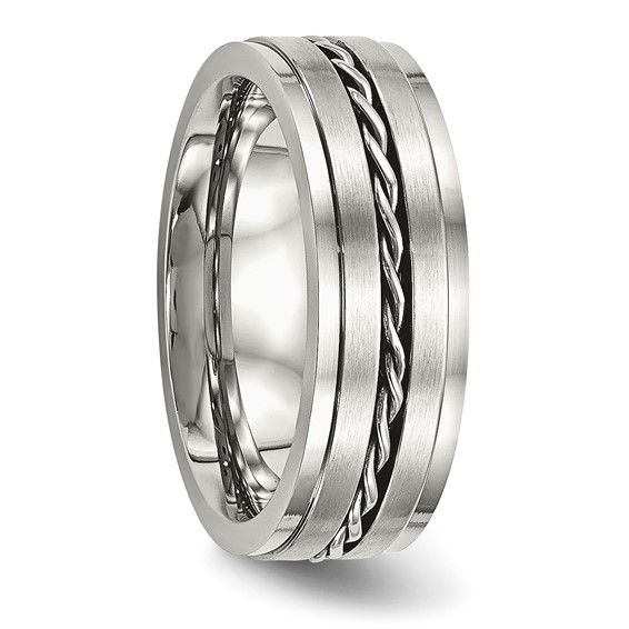 Chisel Stainless Steel Brushed and Polished Twisted 7mm Band