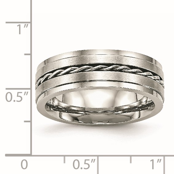 Chisel Stainless Steel Brushed and Polished Twisted 7mm Band