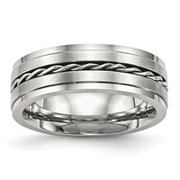 Chisel Stainless Steel Brushed and Polished Twisted 7mm Band view 1