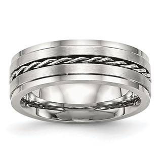 Chisel Stainless Steel Brushed and Polished Twisted 7mm Band