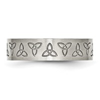 Chisel Stainless Steel Brushed Band with Engraved Trinity Symbol 6mm view 3