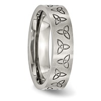 Chisel Stainless Steel Brushed Band with Engraved Trinity Symbol 6mm view 4