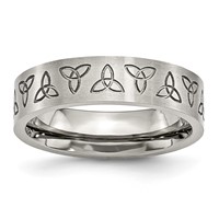 Chisel Stainless Steel Brushed Band with Engraved Trinity Symbol 6mm view 1