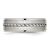Stainless Steel Brushed and Polished Twisted 7mm Band view 3