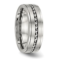 Stainless Steel Brushed and Polished Twisted 7mm Band view 4