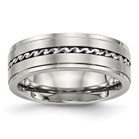 Stainless Steel Brushed and Polished Twisted 7mm Band view 1