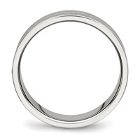 Chisel Stainless Steel Polished Band with Brushed Center CZ 6mm Grooved view 2