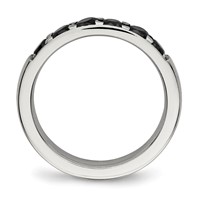 Chisel Stainless Steel Polished Black CZ 4mm Band view 2