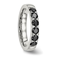 Chisel Stainless Steel Polished Black CZ 4mm Band view 5