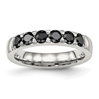 Chisel Stainless Steel Polished Black CZ 4mm Band view 1