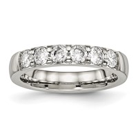 Chisel Stainless Steel Polished CZ 4mm Band view 1