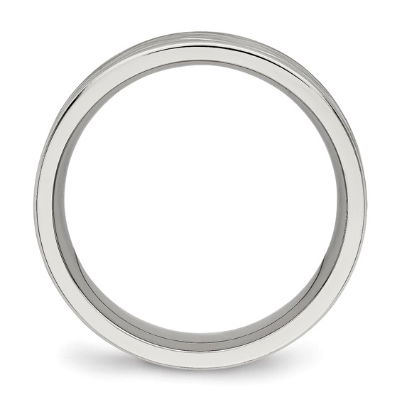 Stainless Steel Brushed and Polished Diamond-cut 6.5mm Band