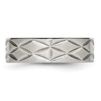 Stainless Steel Brushed and Polished Diamond-cut 6.5mm Band view 3