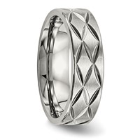 Stainless Steel Brushed and Polished Diamond-cut 6.5mm Band view 4