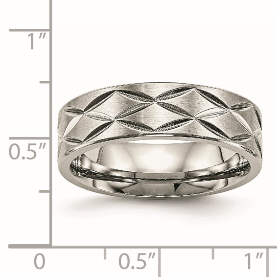 Stainless Steel Brushed and Polished Diamond-cut 6.5mm Band