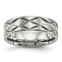 Stainless Steel Brushed and Polished Diamond-cut 6.5mm Band view 1