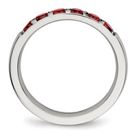 Chisel Stainless Steel Polished Red CZ 4mm Band view 2