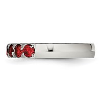 Chisel Stainless Steel Polished Red CZ 4mm Band view 3