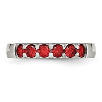 Chisel Stainless Steel Polished Red CZ 4mm Band view 4